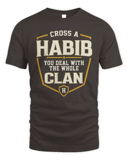 HABIB NT1-K008 Cross A/An NAME, You Deal With the Whole Clan | Personalized Vintage T-Shirt - Unisex Standard T-Shirt - Dark Chocolate