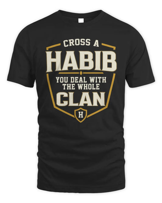HABIB NT1-K008 Cross A/An NAME, You Deal With the Whole Clan | Personalized Vintage T-Shirt - Unisex Standard T-Shirt - Black