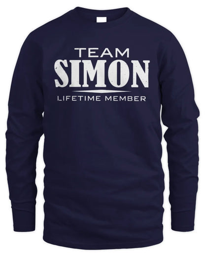 SIMON BL62-K4-128 - Personalized “Team NAME Lifetime Member” - Men's Long Sleeved T-Shirt - Navy
