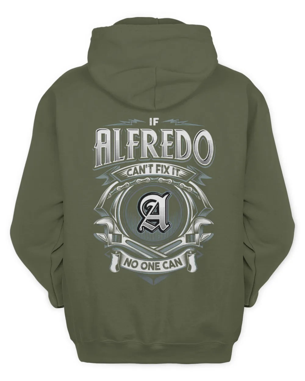 ALFREDO AP81-K4-626 - Personalized Ahmed Quote Apparel “If Ahmed Can't Fix It, No One Can” - Unisex Hoodie - Military Green