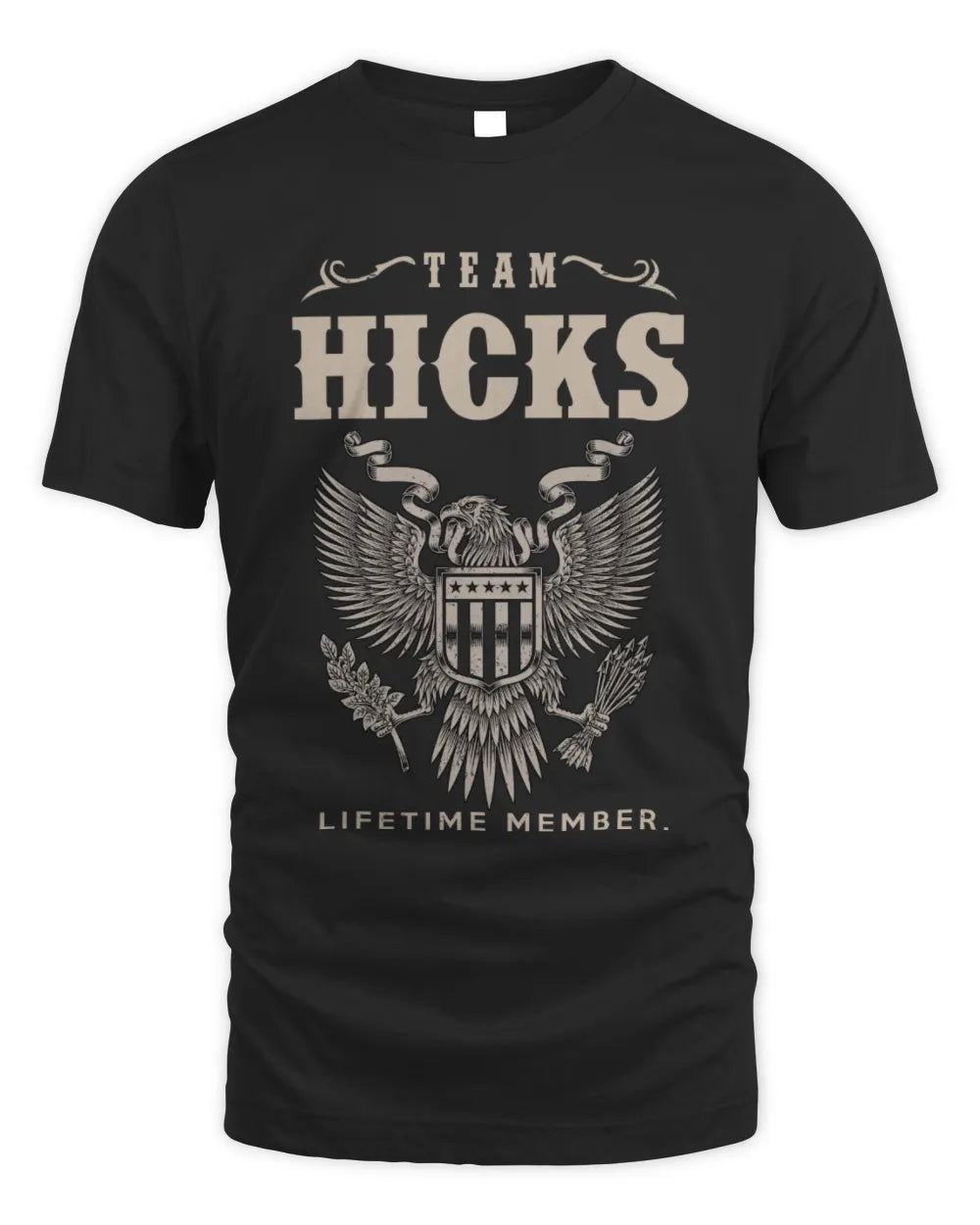 HICKS TP06-K82 – Personalized Classic Style Apparel “Team NAME Lifetime Member” - Unisex Standard T-Shirt - Black
