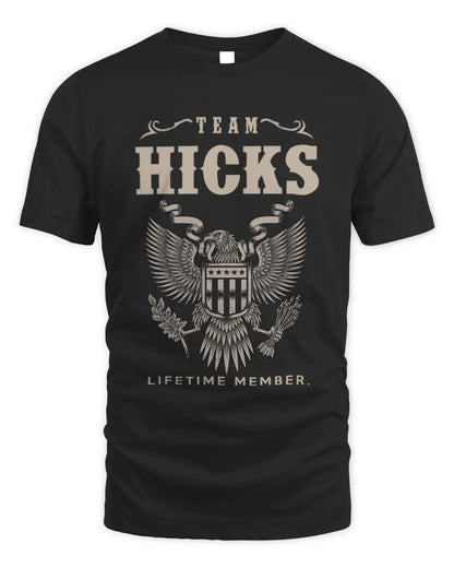 HICKS TP06-K82 – Personalized Classic Style Apparel “Team NAME Lifetime Member” - Unisex Standard T-Shirt - Black
