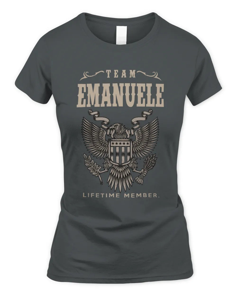 EMANUELE TP06-K82 – Personalized Classic Style Apparel “Team NAME Lifetime Member” - Women's Standard T-Shirt - Charcoal