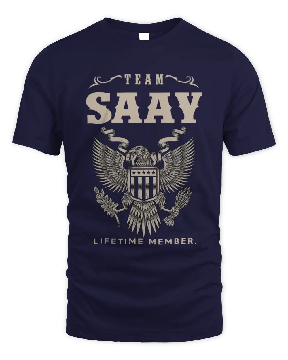 SAAY TP06-K82 – Personalized Classic Style Apparel “Team NAME Lifetime Member” - Unisex Standard T-Shirt - Navy