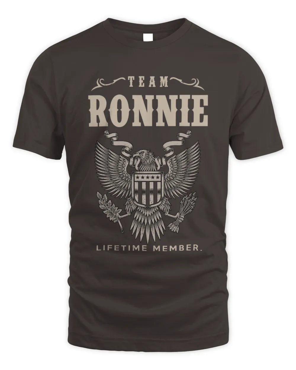 RONNIE TP06-K82 – Personalized Classic Style Apparel “Team NAME Lifetime Member” - Unisex Standard T-Shirt - Dark Chocolate