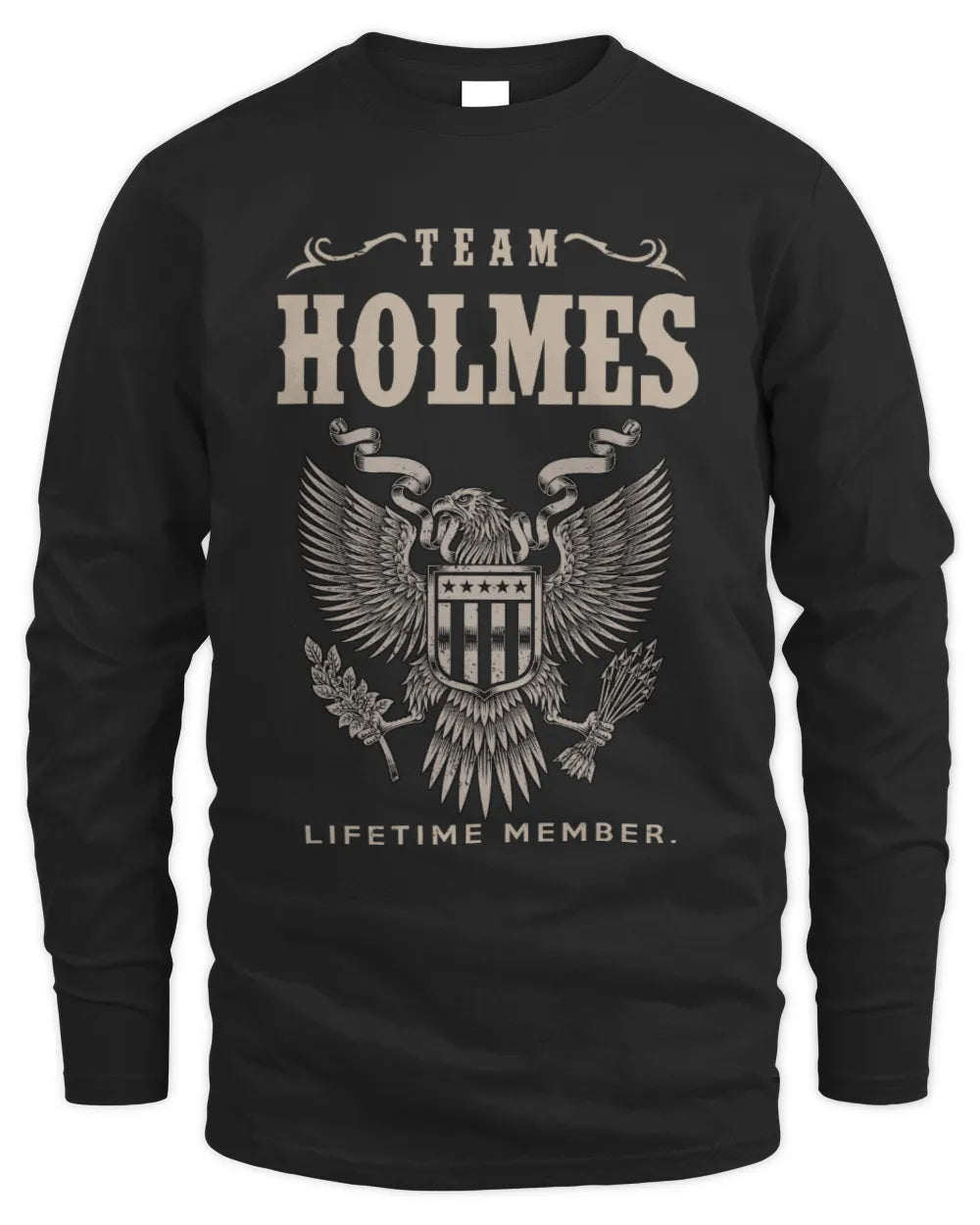 HOLMES TP06-K82 – Personalized Classic Style Apparel “Team NAME Lifetime Member” - Men's Long Sleeved T-Shirt - Black