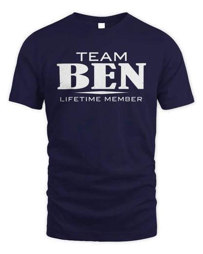BEN BL62-K4-128 - Personalized “Team NAME Lifetime Member” - Unisex Standard T-Shirt - Navy