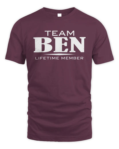 BEN BL62-K4-128 - Personalized “Team NAME Lifetime Member” - Unisex Standard T-Shirt - Maroon