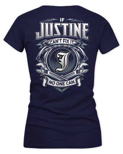 JUSTINE AP81-K4-626 - Personalized Ahmed Quote Apparel “If Ahmed Can't Fix It, No One Can” - Women's V-Neck T-Shirt - Navy