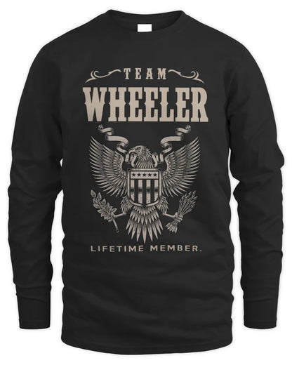 WHEELER TP06-K82 – Personalized Classic Style Apparel “Team NAME Lifetime Member” - Men's Long Sleeved T-Shirt - Black