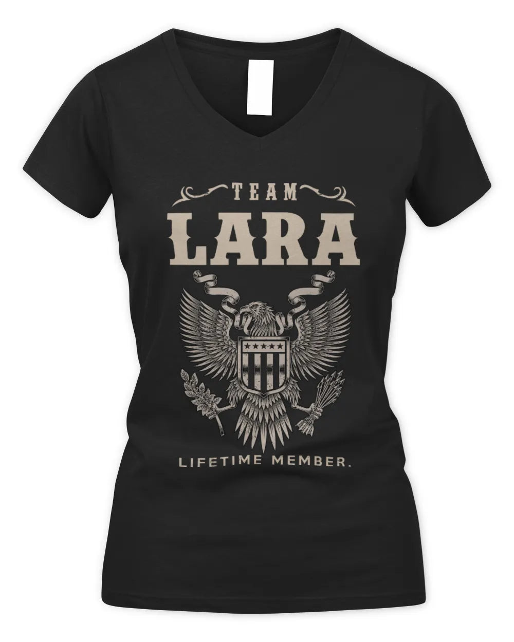 LARA TP06-K82 – Personalized Classic Style Apparel “Team NAME Lifetime Member” - Women's V-Neck T-Shirt - Black