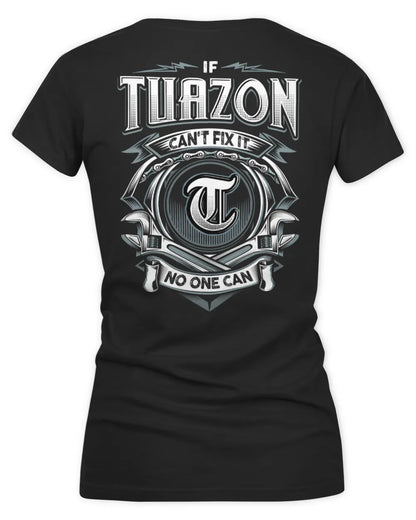 TUAZON AP81-K4-626 - Personalized Ahmed Quote Apparel “If Ahmed Can't Fix It, No One Can” - Women's V-Neck T-Shirt - Black