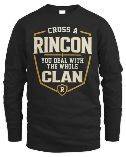 RINCON NT1-K008 Cross A/An NAME, You Deal With the Whole Clan | Personalized Vintage T-Shirt - Men's Long Sleeved T-Shirt - Black
