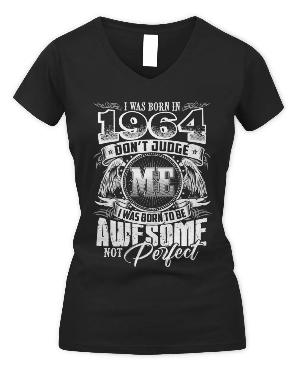 1964 HH89-K2 – Awesome Birth Year Quote T-Shirt - Women's V-Neck T-Shirt - Black