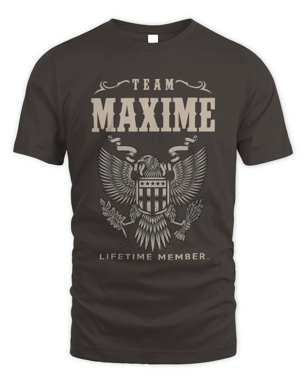MAXIME TP06-K82 – Personalized Classic Style Apparel “Team NAME Lifetime Member” - Unisex Standard T-Shirt - Dark Chocolate