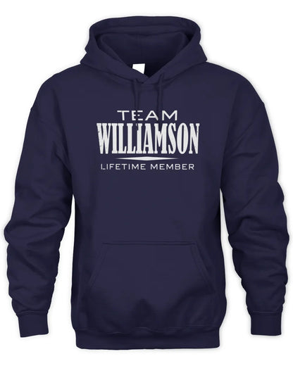 WILLIAMSON BL62-K4-128 - Personalized “Team NAME Lifetime Member” - Unisex Hoodie - Navy