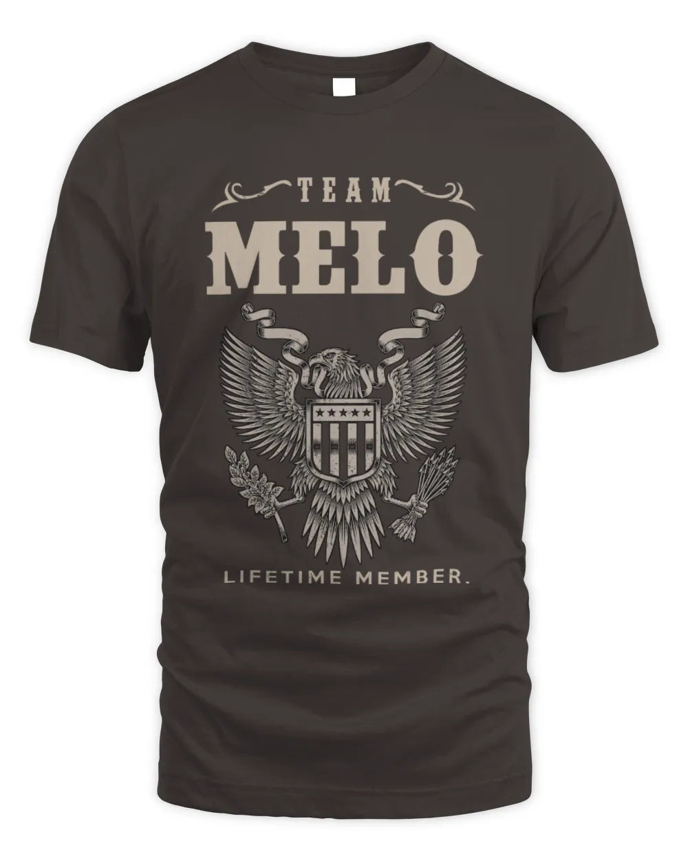 MELO TP06-K82 – Personalized Classic Style Apparel “Team NAME Lifetime Member” - Unisex Standard T-Shirt - Dark Chocolate