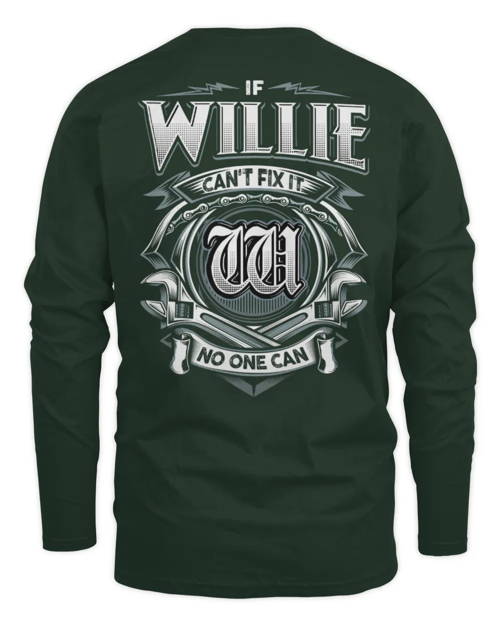 WILLIE AP81-K4-626 - Personalized Ahmed Quote Apparel “If Ahmed Can't Fix It, No One Can” - Men's Long Sleeved T-Shirt - Forest Green