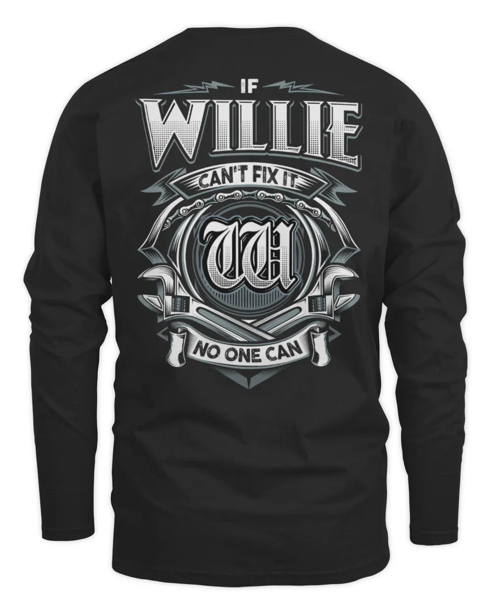 WILLIE AP81-K4-626 - Personalized Ahmed Quote Apparel “If Ahmed Can't Fix It, No One Can” - Men's Long Sleeved T-Shirt - Black