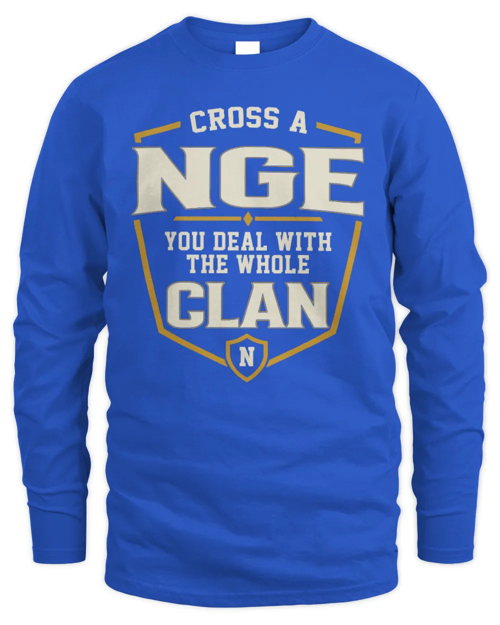 NGE NT1-K008 Cross A/An NAME, You Deal With the Whole Clan | Personalized Vintage T-Shirt - Men's Long Sleeved T-Shirt - Royal