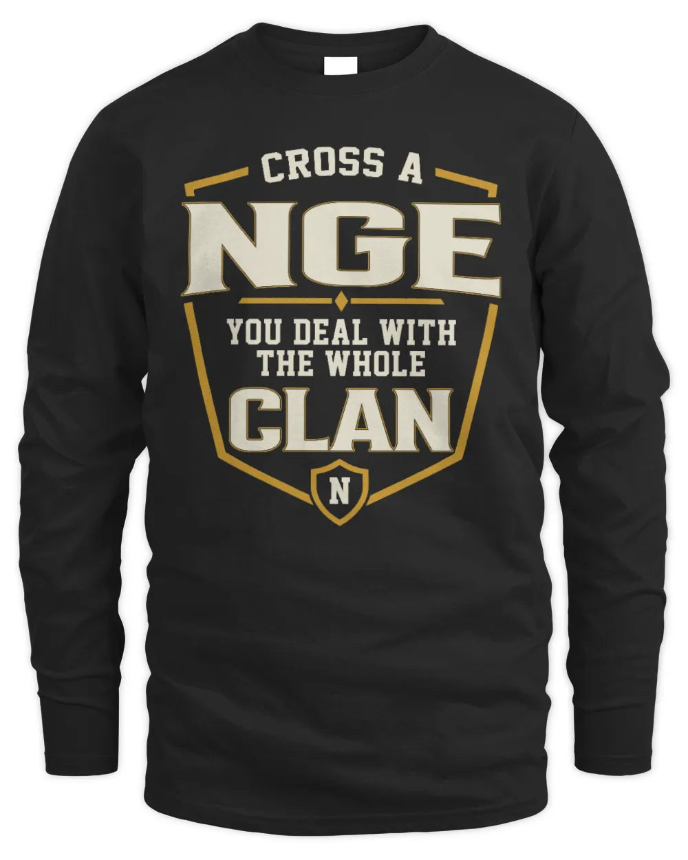 NGE NT1-K008 Cross A/An NAME, You Deal With the Whole Clan | Personalized Vintage T-Shirt - Men's Long Sleeved T-Shirt - Black