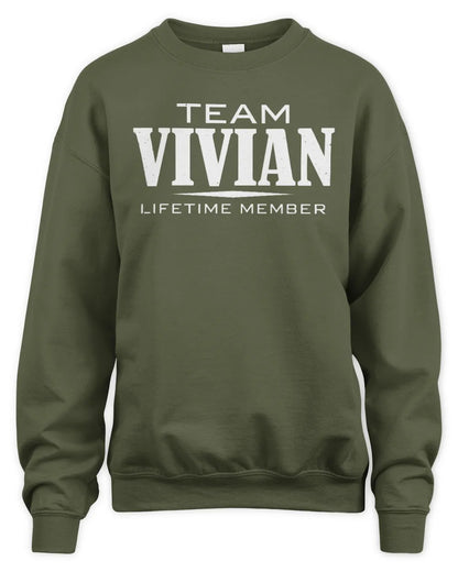 VIVIAN BL62-K4-128 - Personalized “Team NAME Lifetime Member” - Unisex Sweatshirt - Military Green
