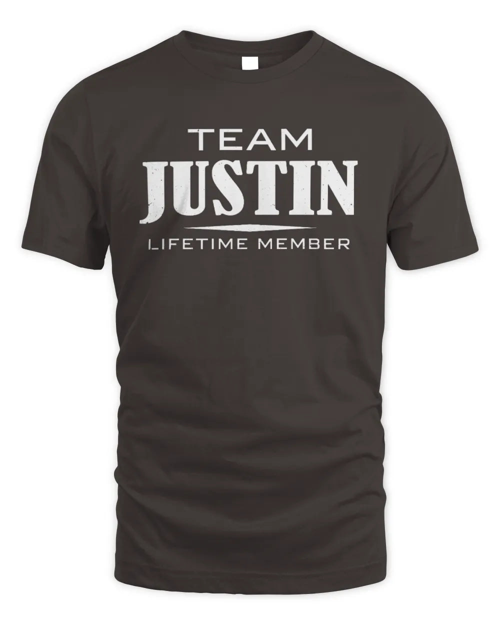 JUSTIN BL62-K4-128 - Personalized “Team NAME Lifetime Member” - Unisex Standard T-Shirt - Dark Chocolate