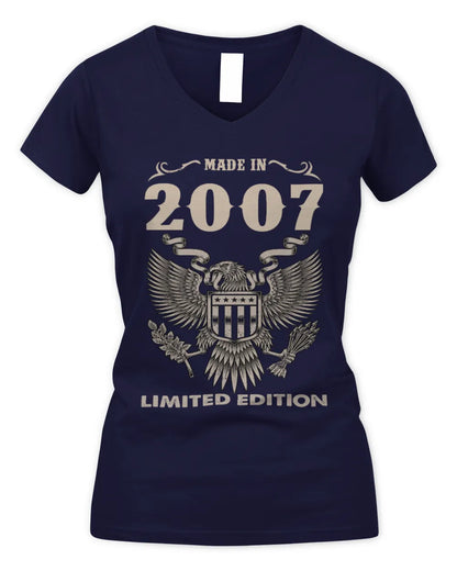 2007 HH89-K2 – Classic Birth Year Limited Edition T-Shirt - Women's V-Neck T-Shirt - Navy