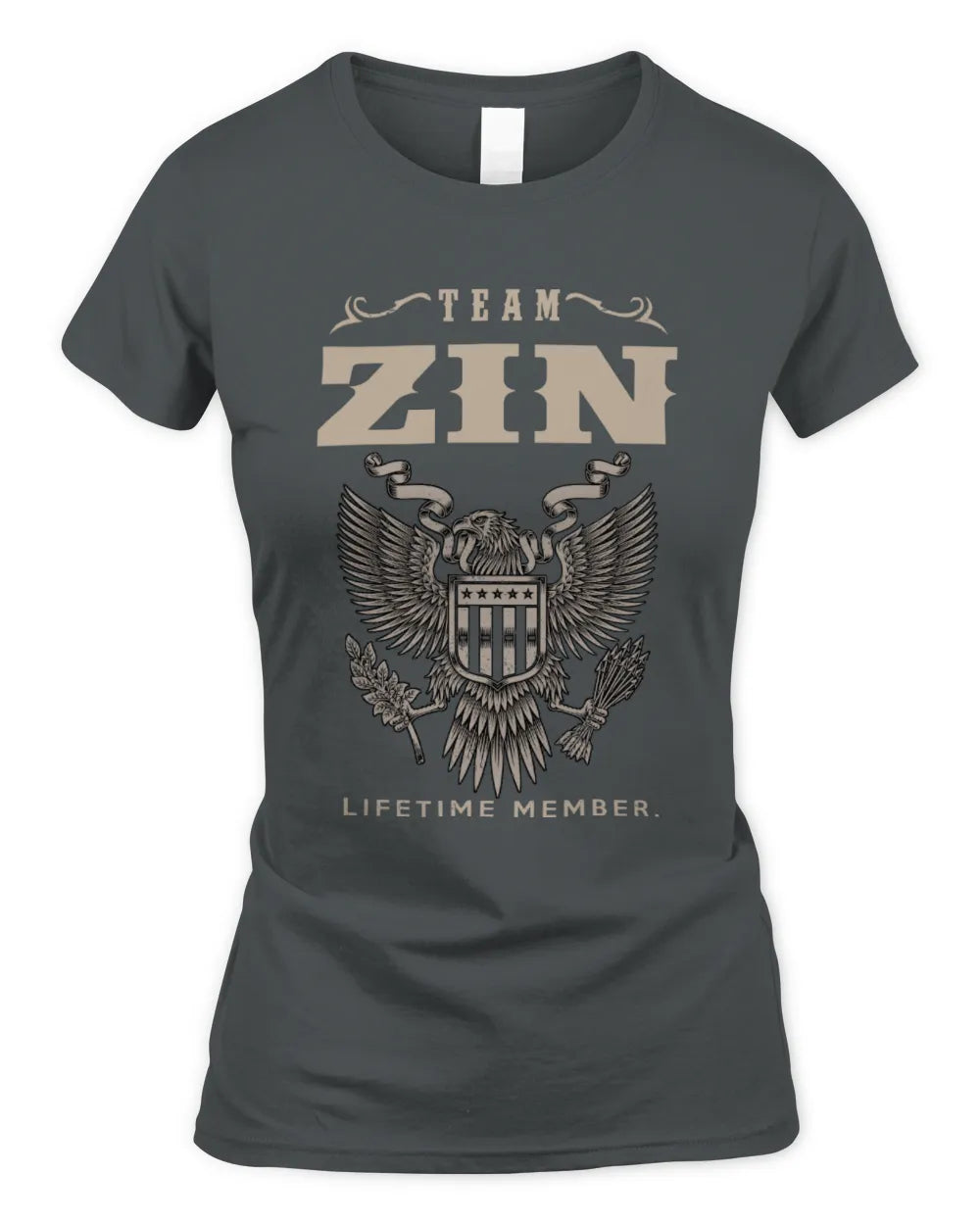 ZIN TP06-K82 – Personalized Classic Style Apparel “Team NAME Lifetime Member” - Women's Standard T-Shirt - Charcoal