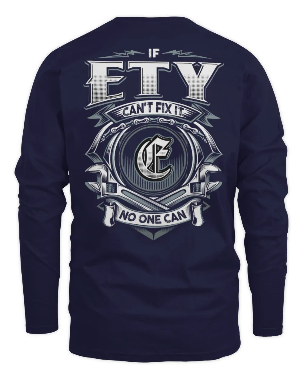 ETY AP81-K4-626 - Personalized Ahmed Quote Apparel “If Ahmed Can't Fix It, No One Can” - Men's Long Sleeved T-Shirt - Navy