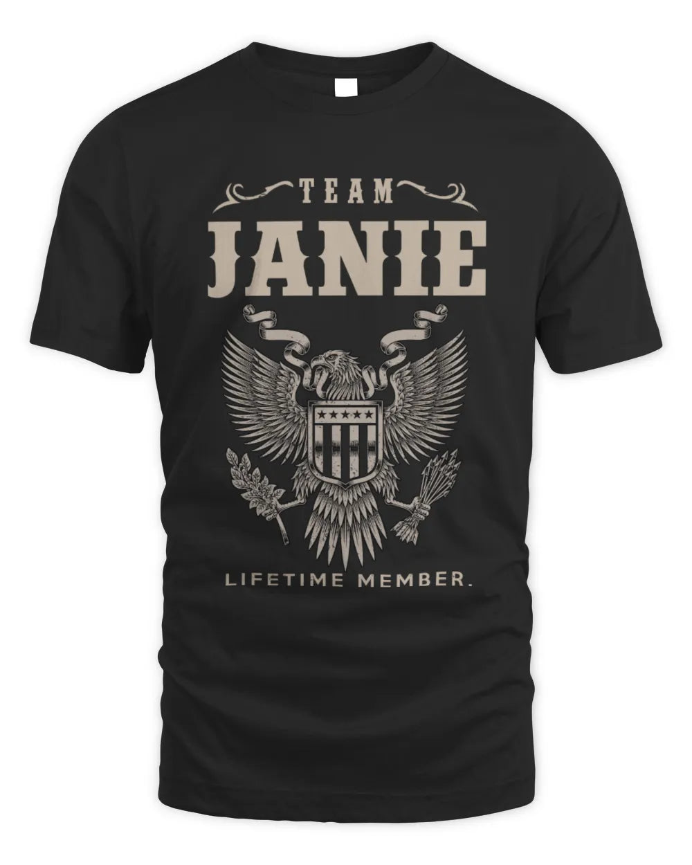 JANIE TP06-K82 – Personalized Classic Style Apparel “Team NAME Lifetime Member” - Unisex Standard T-Shirt - Black