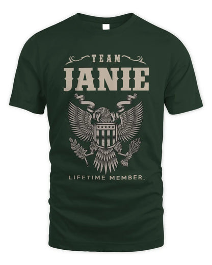 JANIE TP06-K82 – Personalized Classic Style Apparel “Team NAME Lifetime Member” - Unisex Standard T-Shirt - Forest Green
