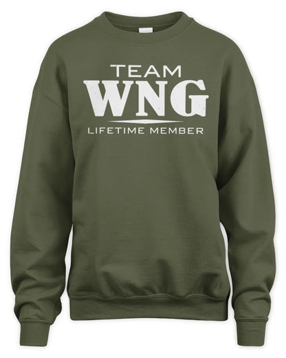WNG BL62-K4-128 - Personalized “Team NAME Lifetime Member” - Unisex Sweatshirt - Military Green