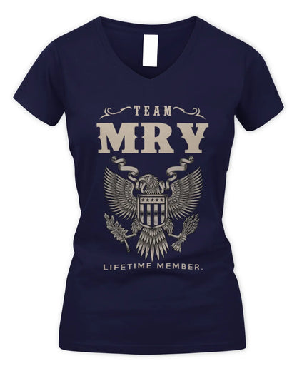 MRY TP06-K82 – Personalized Classic Style Apparel “Team NAME Lifetime Member” - Women's V-Neck T-Shirt - Navy