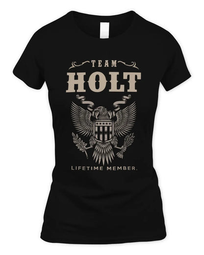 HOLT TP06-K82 – Personalized Classic Style Apparel “Team NAME Lifetime Member” - Women's Standard T-Shirt - Black