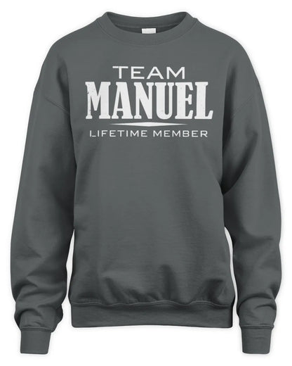 MANUEL BL62-K4-128 - Personalized “Team NAME Lifetime Member” - Unisex Sweatshirt - Charcoal