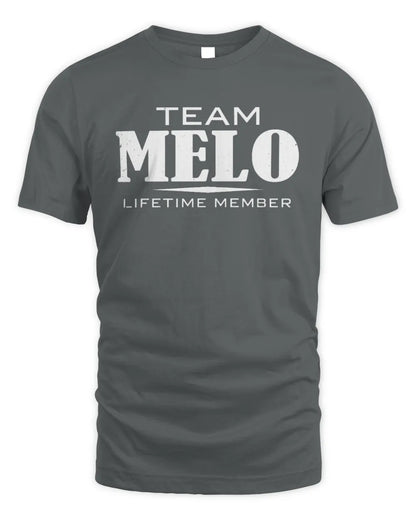 MELO BL62-K4-128 - Personalized “Team NAME Lifetime Member” - Unisex Standard T-Shirt - Charcoal
