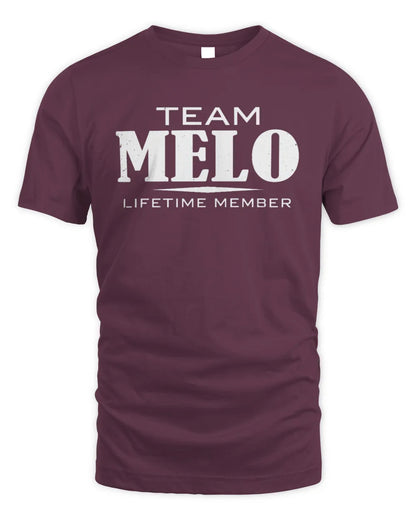 MELO BL62-K4-128 - Personalized “Team NAME Lifetime Member” - Unisex Standard T-Shirt - Maroon