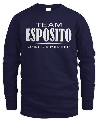 ESPOSITO BL62-K4-128 - Personalized “Team NAME Lifetime Member” - Men's Long Sleeved T-Shirt - Navy