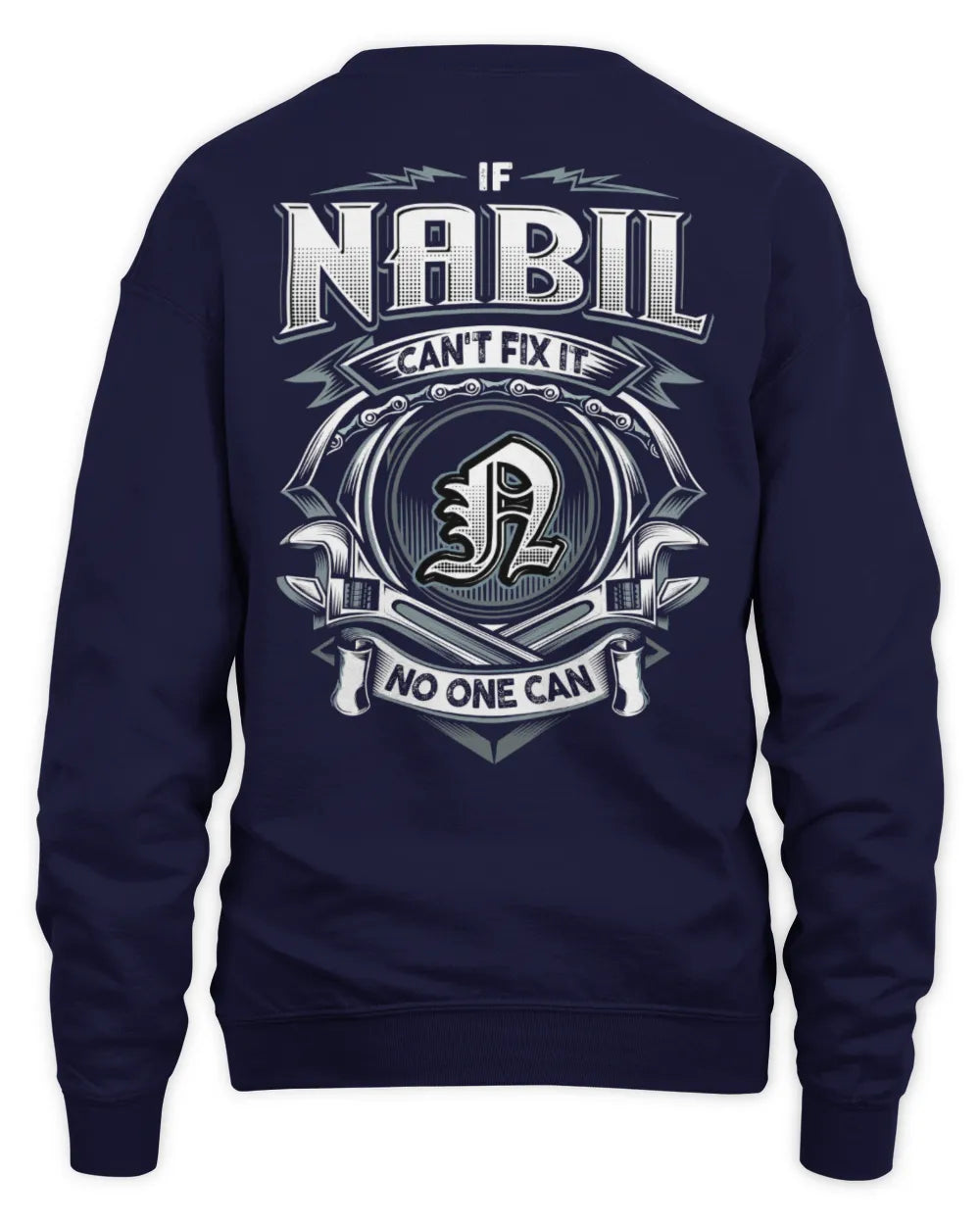 NABIL AP81-K4-626 - Personalized Ahmed Quote Apparel “If Ahmed Can't Fix It, No One Can” - Unisex Sweatshirt - Navy