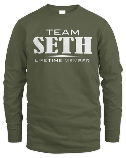SETH BL62-K4-128 - Personalized “Team NAME Lifetime Member” - Men's Long Sleeved T-Shirt - Military Green