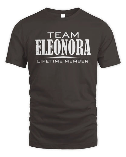 ELEONORA BL62-K4-128 - Personalized “Team NAME Lifetime Member” - Unisex Standard T-Shirt - Dark Chocolate