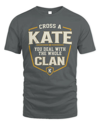 KATE NT1-K008 Cross A/An NAME, You Deal With the Whole Clan | Personalized Vintage T-Shirt - Unisex Standard T-Shirt - Charcoal