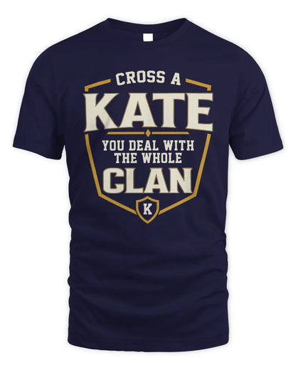 KATE NT1-K008 Cross A/An NAME, You Deal With the Whole Clan | Personalized Vintage T-Shirt - Unisex Standard T-Shirt - Navy