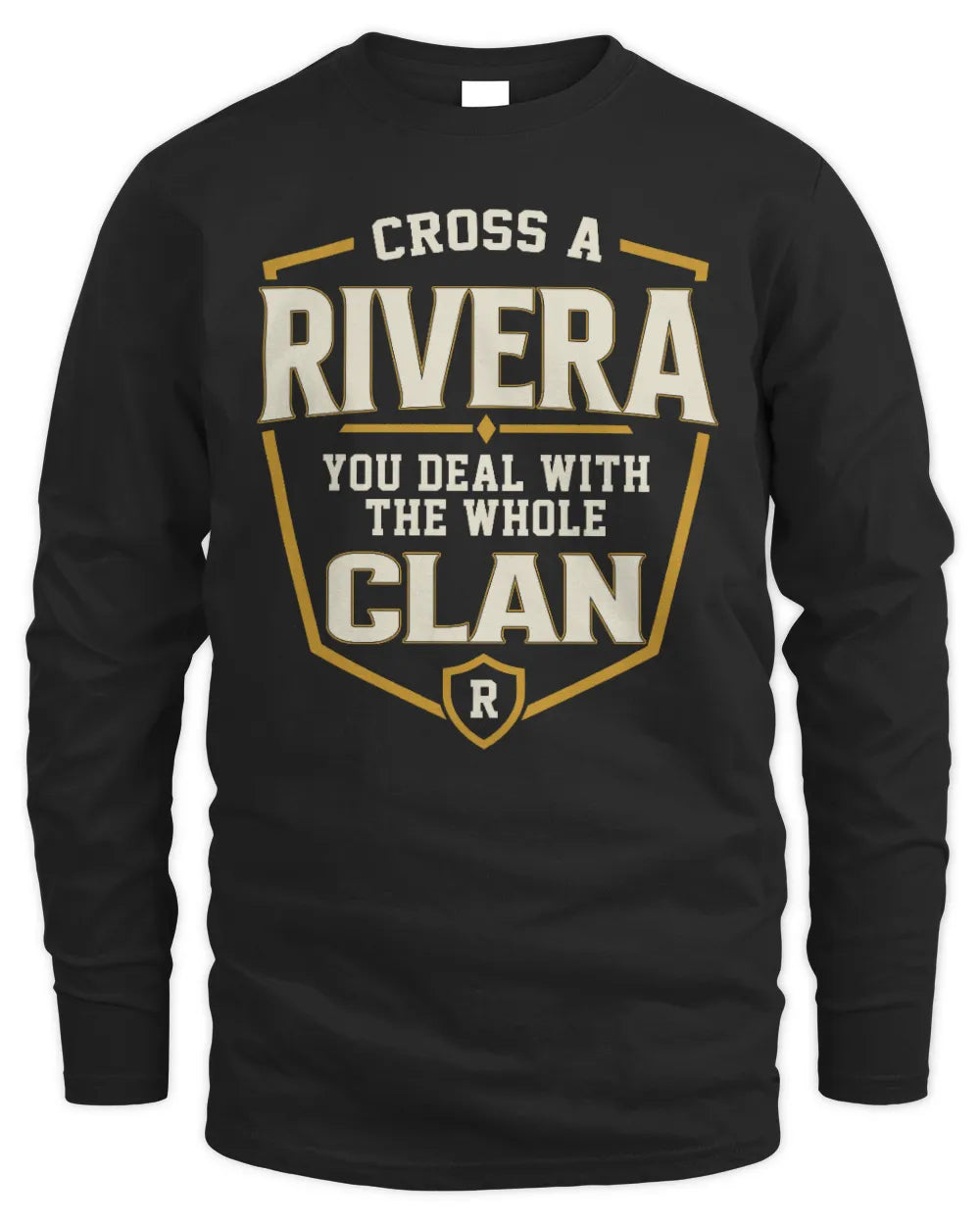 RIVERA NT1-K008 Cross A/An NAME, You Deal With the Whole Clan | Personalized Vintage T-Shirt - Men's Long Sleeved T-Shirt - Black