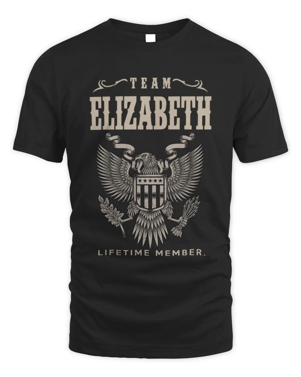 ELIZABETH TP06-K82 – Personalized Classic Style Apparel “Team NAME Lifetime Member” - Unisex Standard T-Shirt - Black