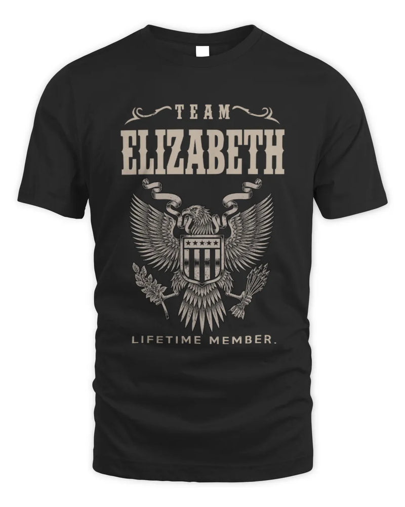 ELIZABETH TP06-K82 – Personalized Classic Style Apparel “Team NAME Lifetime Member” - Unisex Standard T-Shirt - Black