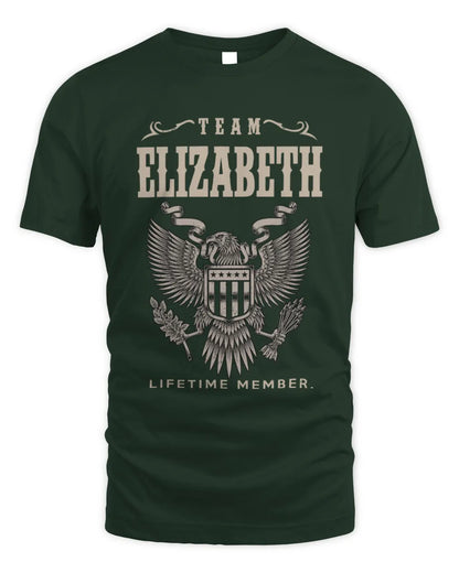 ELIZABETH TP06-K82 – Personalized Classic Style Apparel “Team NAME Lifetime Member” - Unisex Standard T-Shirt - Forest Green