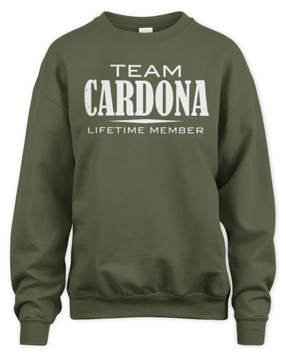 CARDONA BL62-K4-128 - Personalized “Team NAME Lifetime Member” - Unisex Sweatshirt - Military Green