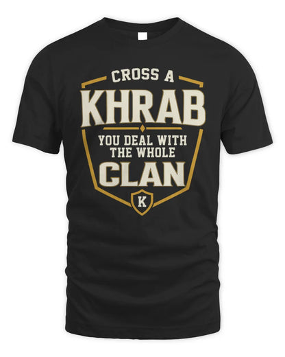 KHRAB NT1-K008 Cross A/An NAME, You Deal With the Whole Clan | Personalized Vintage T-Shirt - Unisex Standard T-Shirt - Black